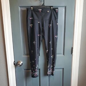Victoria's Secret Black Leggings with Colorful Accents